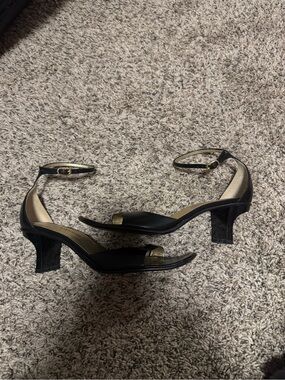 Classic Black Ankle-Strap Heeled Sandals